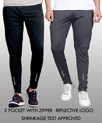 Foxter Solid Men Black, Grey Track Pants - PaisaWapas