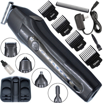 DSSP 5in1 Chargeable Ear Nose Beard Mustache Trimmer Foil Shaver Precision Detailer C Fully Waterproof Body Groomer 120 min  Runtime 8 Length Settings(Grey)