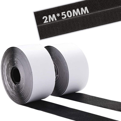 Lifekrafts Self Adhesive Hook Tape & Self Adhesive Loop Tape, Adhesive Back Mounting Tape for Pictures & Tools Stick-on Velcro(Black, Silver)