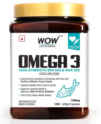WOW Life Science Omega-3 1300 mg EPA + DHA(180 Capsules)