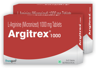 Trexgen ARGITREX L-Arginine Micronized 1000mg Nitric oxide booster, Blood circulation,ED(2 x 30 Tablets)