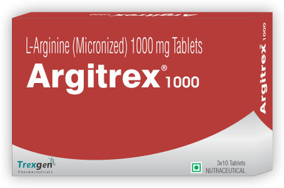Trexgen ARGITREX L-Arginine Micronized 1000mg Nitric oxide booster, Blood circulation,ED(30 Tablets)