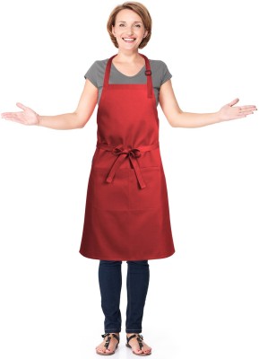 Blackpoll Cotton Home Use Apron - Free Size(Red, Single Piece)