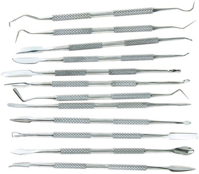 Luxuro 12 pcs Double Ended Wax Carvers, spatulas & Modeling Tools in Vinyl Pouch
