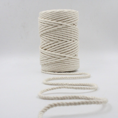 Bobbiny 3Ply/Twisted Macrame (3mm,50Mtr.)Cotton Cord/Dori Thread Macrame(Off White).