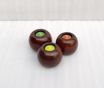 KHUSUBHDECOR TEA LIGHT HOLDER Wooden Tealight Holder Set(Brown, Pack of 3)