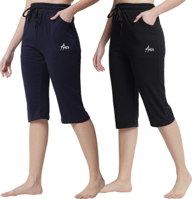 ANIXA Women Dark Blue, Black Capri