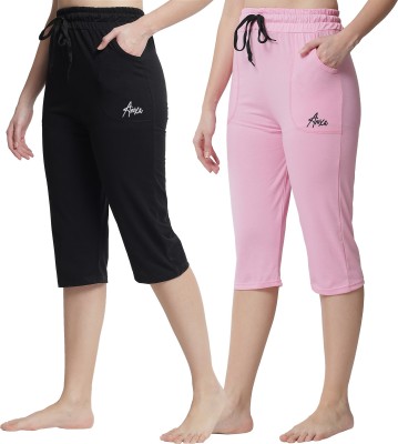 Trendy World Women Black, Pink Capri