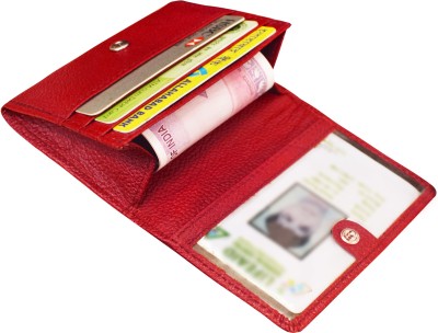 ABYS Women Casual, Ethnic, Evening/Party, Formal, Travel, Trendy Red Genuine Leather Wallet(14 Card Slots)