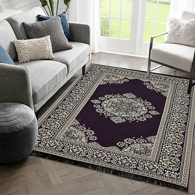 Nature A Black Cotton Carpet(4 ft,  X 6 ft, Rectangle)