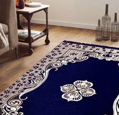 Nature A Blue Cotton Carpet(4 ft,  X 6 ft, Rectangle)