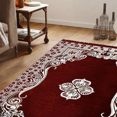 Nature A Red Cotton Carpet(4 ft,  X 6 ft, Rectangle)
