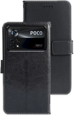 Wowcase Flip Cover for Poco X4 Pro 5G(Black, Shock Proof, Pack of: 1)