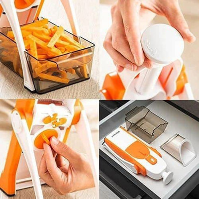 GVJ TRADERS Dicer Adjustable Safe Hand Press Slicer for Onion, Potato Chips Vegetable & Fruit Grater & Slicer(1)