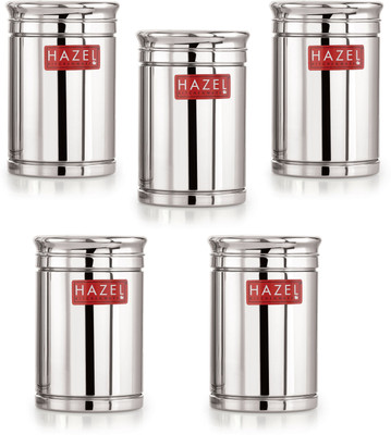 HAZEL Steel Grocery Container  - 1800 ml(Pack of 5, Silver)