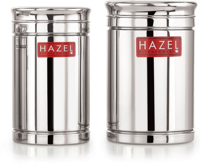 HAZEL Steel Grocery Container  - 1200 ml, 1700 ml(Pack of 2, Silver)