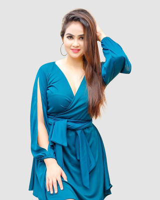 PREEGO Women Wrap Blue Mini/Short Dress