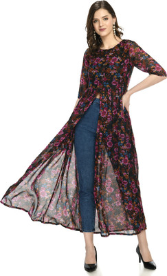 Shiva Trends Women A-line Black Midi/Calf Length Dress