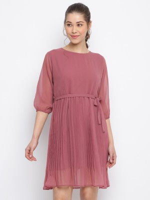 MAYRA Women Fit and Flare Pink Dress