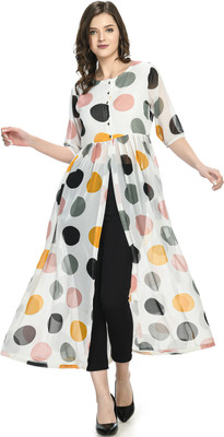 Shiva Trends Women A-line White Midi/Calf Length Dress