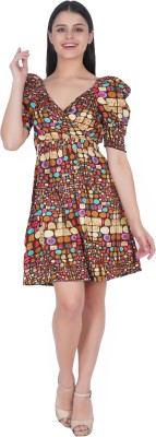 ART OF CLOTHING Women Fit and Flare Brown Dress