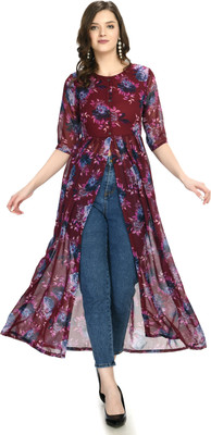 Shiva Trends Women A-line Maroon Midi/Calf Length Dress