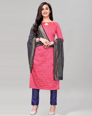 SIRIL Silk Blend Embellished, Self Design Salwar Suit Material