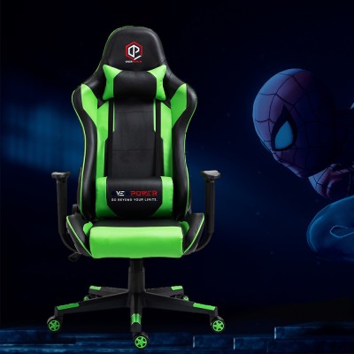OVERPOWER Gaming Chair Ergonomic Seat & Height Adjustment Recliner with Headrest Leather Gaming Chair(Green, Black)