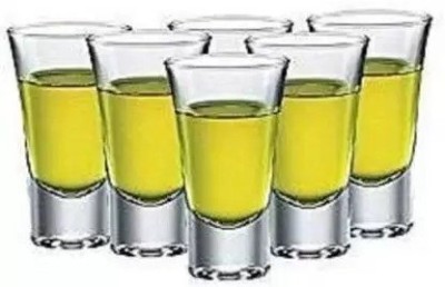 DULARIYA (Pack of 6) Superb Curved Shot Glass ,Pack of 6 ( 42 ml ) Glass Set Water/Juice Glass(42 ml, Glass, Clear)