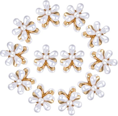 ZELVA 12 Pcs White Hair Clutcher For Women Mini Pearl Hair Clip Headdress Jewellery Hair Claw(White, Gold)