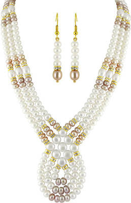 Sri Jagdamba Pearls Mother of Pearl Gold-plated Gold Jewellery Set(Pack of 1)