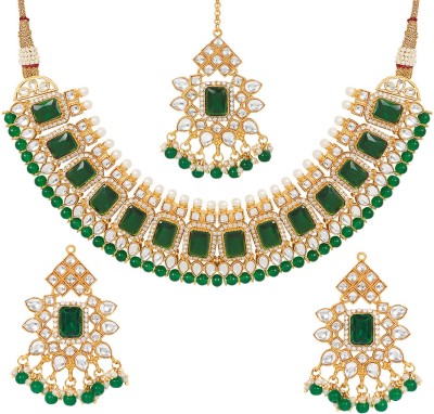 Alamod Alloy Gold-plated Green Jewellery Set(Pack of 1)