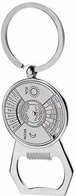 Electro Cloud 50 Years Calendar Compass Bottle Opener Silver Metal Keychain for Car Bike Key Chain