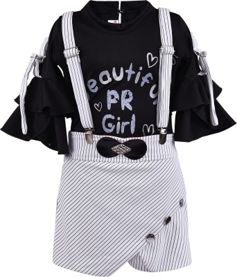 Wishkaro Girls Casual Top Skirt(Black)