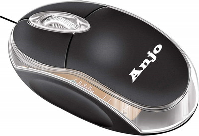 ANJO Optical USB Mouse Wired Ambidextrous Optical  Gaming Mouse(USB 2.0, Black)