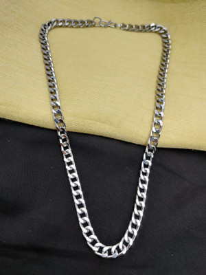 DHARM JEWELS Silver plated Fancy men chain For all age boys and men. Cubic Zirconia Silver Plated Alloy Chain