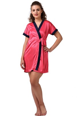 Cotovia Women Robe and Lingerie Set(Pink)