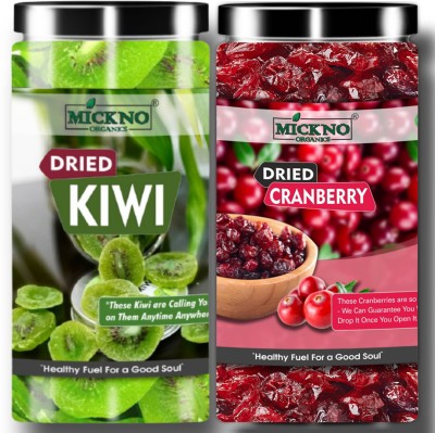 mickno organics Combo of 2 Dried Kiwi & Dried Cranberry Slice Dry Fruits (200gm Each) Kiwi, Cranberries(2 x 0.2 kg)