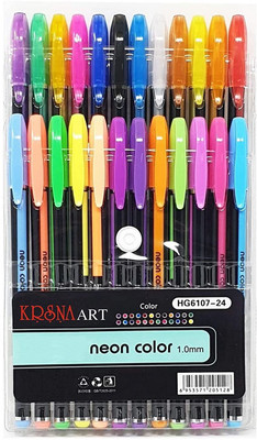 KAMAL Neon Gel Pens Gel Pen(Pack of 24, Ink Color - Multicolor)