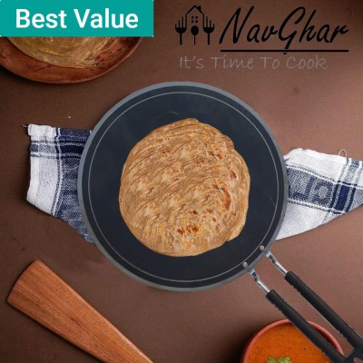 Navghar 3 mm Thick heavy quality Indian iron Tawas for roti/chapati/paratha etc. Tawa 24.9 cm diameter(Iron)