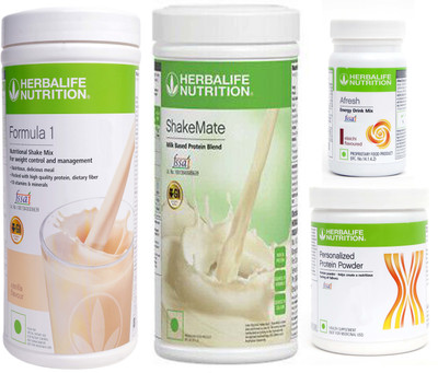 Herbalife Nutrition Formula 1 Shake Vanilla + Protein Powder 200 G + Afresh- Elaichi + Shake Mate Protein Shake(1250 g, Vanilla, Elaichi)