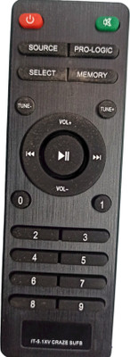 Ehop Compatible Remote control for Intex 5.1 XV SUFB Home Theater Craze Remote Controller(Black)
