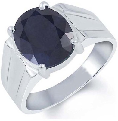 BWM GEMS Certified Natural 4.25 Ratti Blue SapphireStone ( Neelam ) For Men And Women Sterling Silver Sapphire Ring