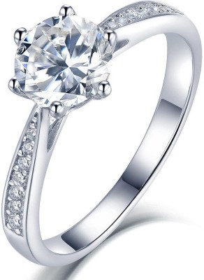 BLOOM STYLE Silver Diamond Rhodium Plated Ring