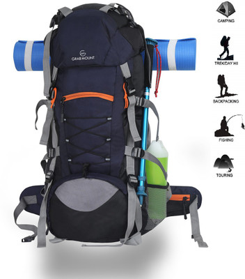 GRABMOUNT TRAVEL BACKPACK FOR OUTDOOR SPORT HIKING TREKKING BAG CAMPING RUCKSACK Rucksack Rucksack – 70 L (Blue) For Rs. 1399 @ 53 %