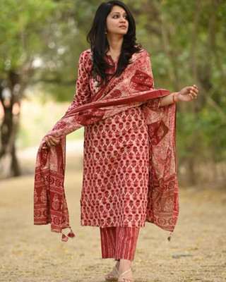 hustle bustle Floral Print Kurta, Trouser/Pant & Dupatta Set