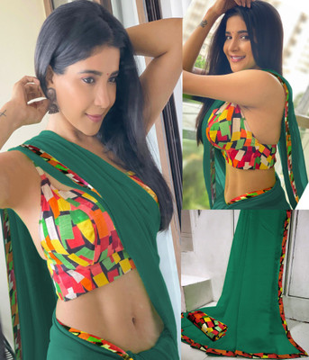 Sareez House Solid/Plain Bollywood Chiffon Saree(Dark Green)