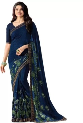 RUKHA FAB Printed Daily Wear Georgette, Chiffon Saree(Dark Blue)