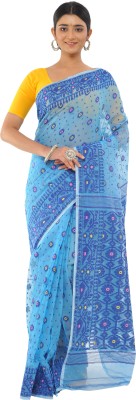 kisnabutick Printed Assam Silk Art Silk Saree(Blue)