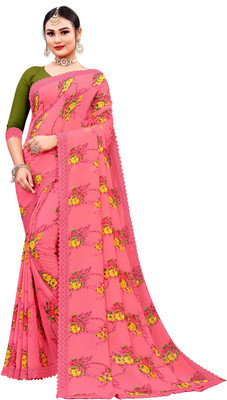 Aanyaa Trendz Floral Print Daily Wear Georgette Saree(Multicolor)